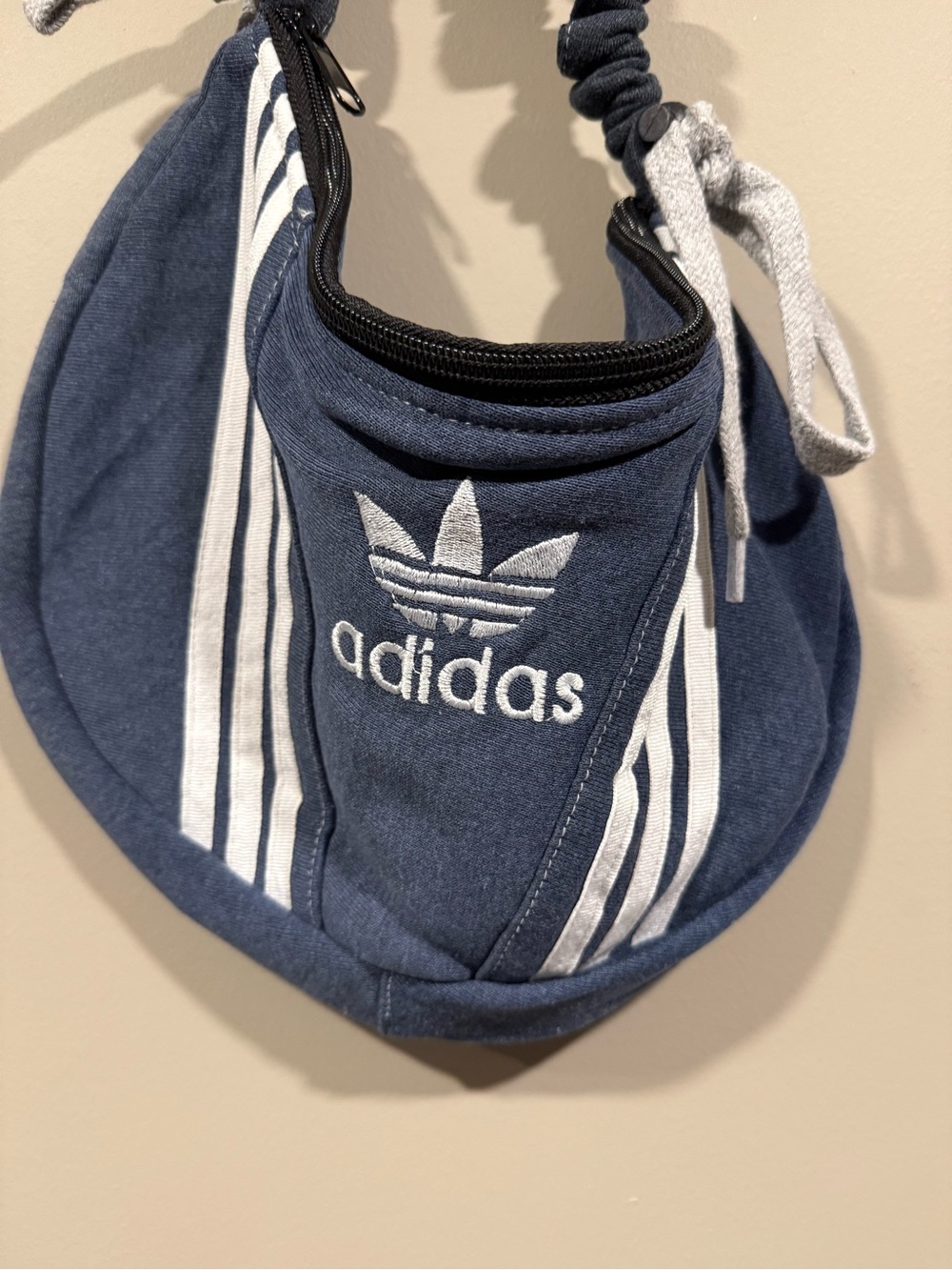 adidas inspired Navy denim Three-Stripe Womens rework boho Shoulder bag image 2